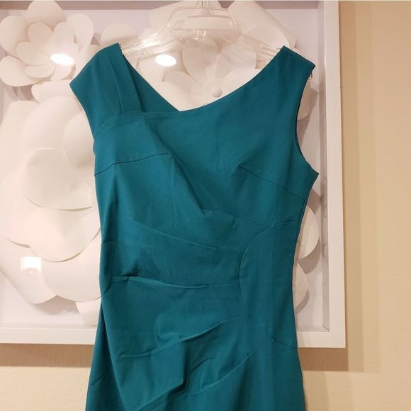MUXXIN Boutique Teal Green Ruched Fitted Dress - Picture 3 of 8